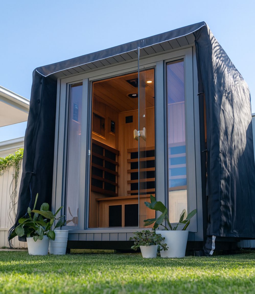 Sanctuary Outdoor 2 Person Sauna | Okoume | EU Plug